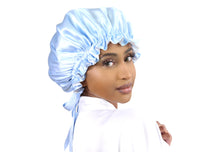Load image into Gallery viewer, BABY BLUE &amp; IVORY - SILK BONNET
